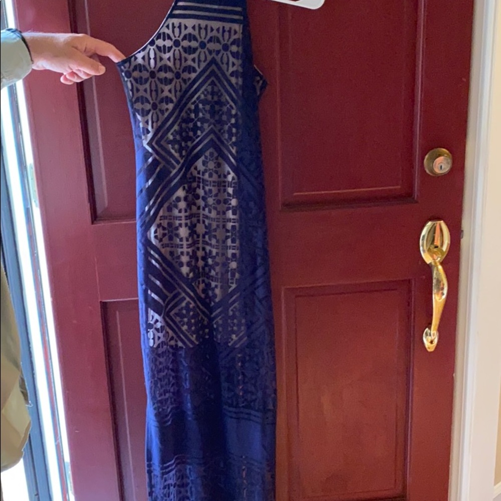 Bar III blue maxi dress with higher liner - sz s